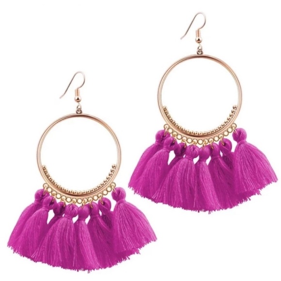 Jewelry - •Magenta Boho Hoops•